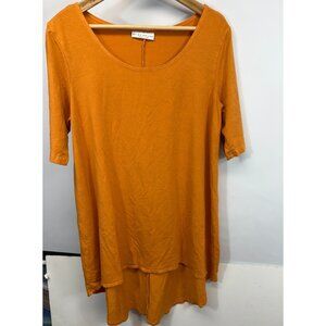 Bryn Walker Top Medium Tunic Knit Long Orange Short Sleeve